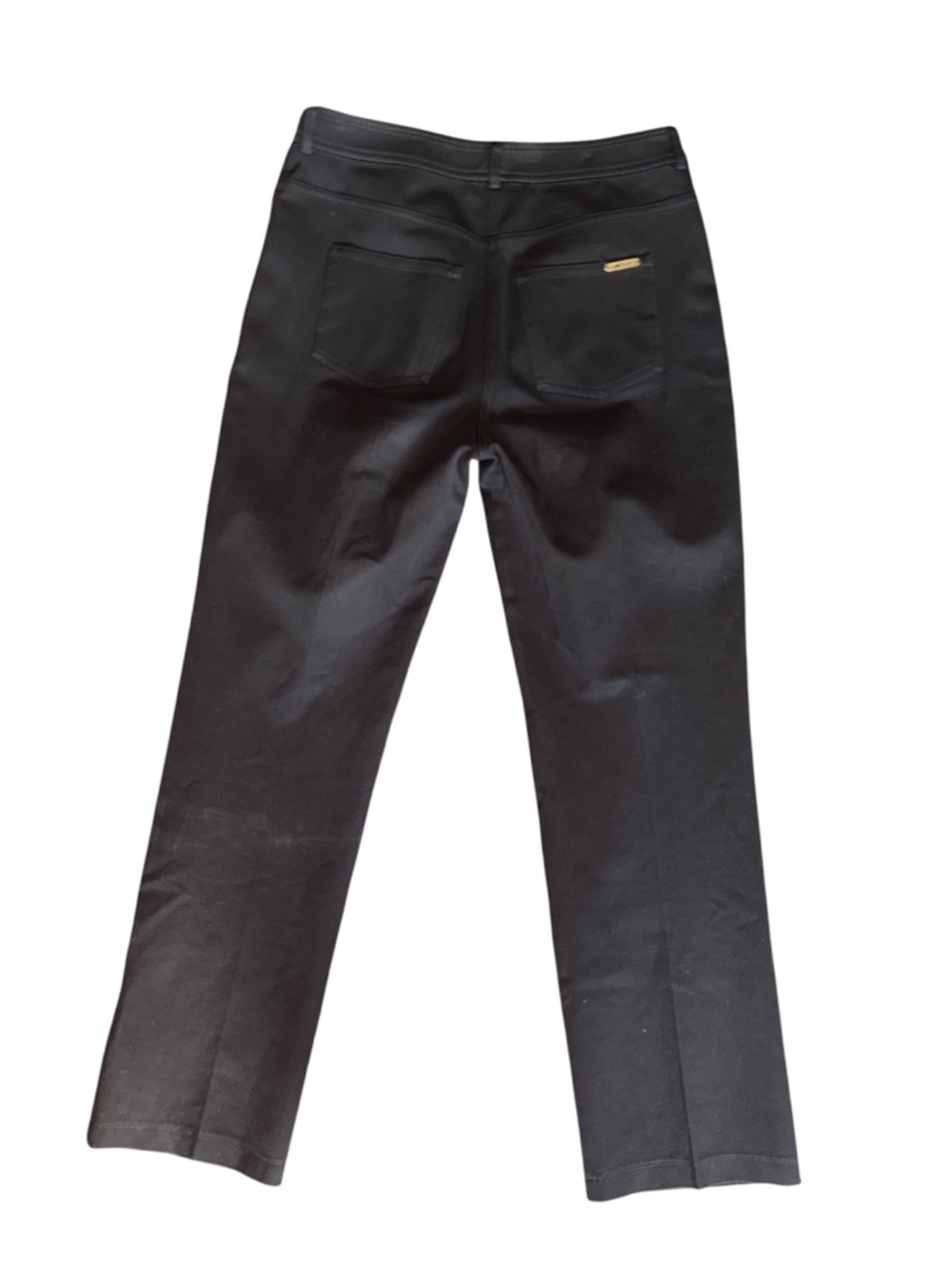 St. John Black Flare Wide-Leg Jeans stretch pants gold hardware 6